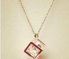 Fashion Cube Crystal Necklace for Girls