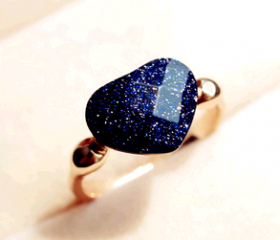 Blue Obsidian Jelly Heart Rings